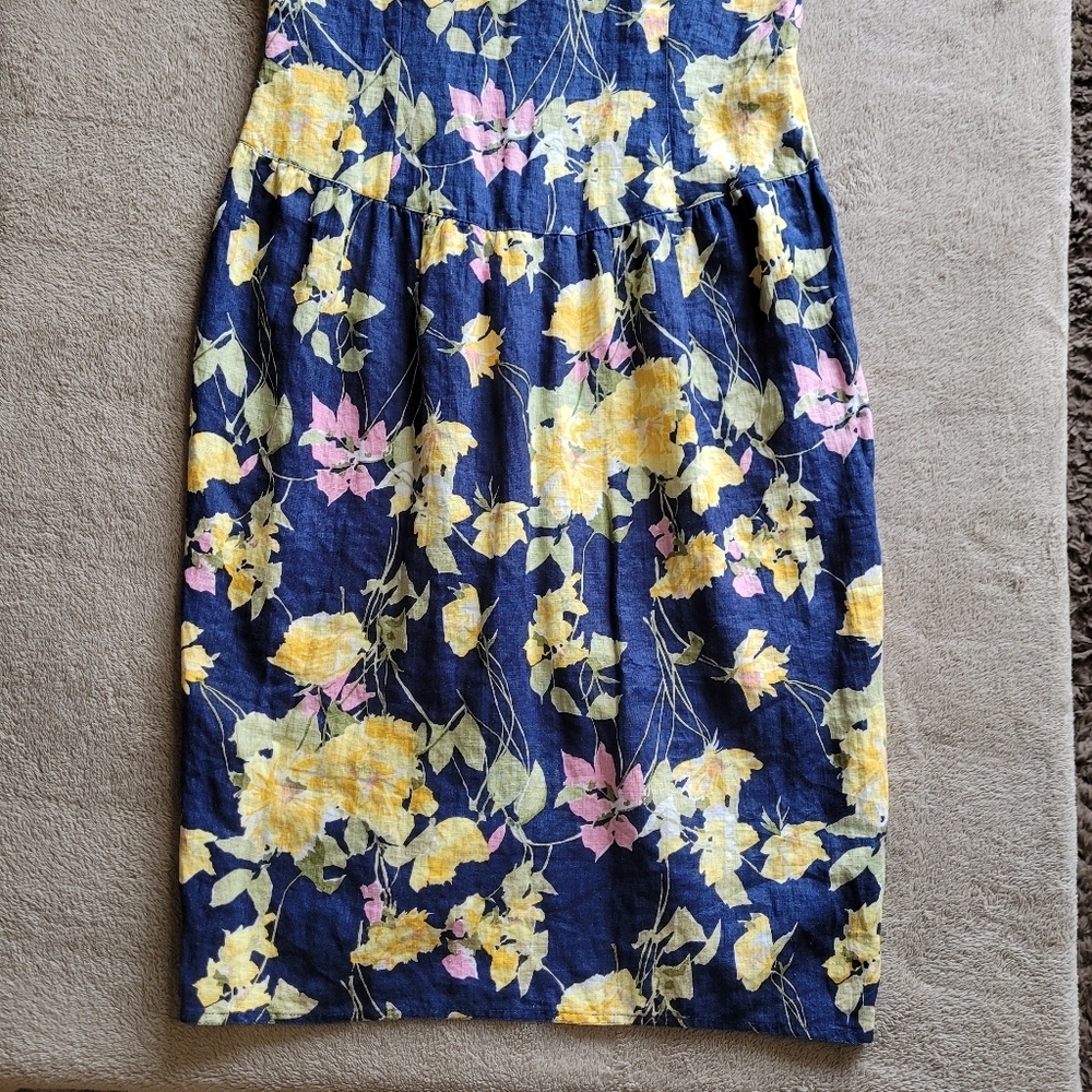 Maggy London by Jeannene Booher drop waist linen floral dress size 8 - Picture 4 of 14